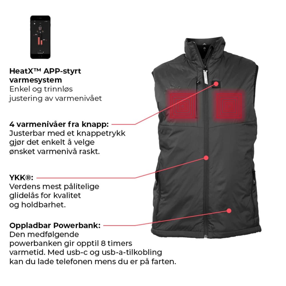 Heated Outdoor Vest Svart, view: 3