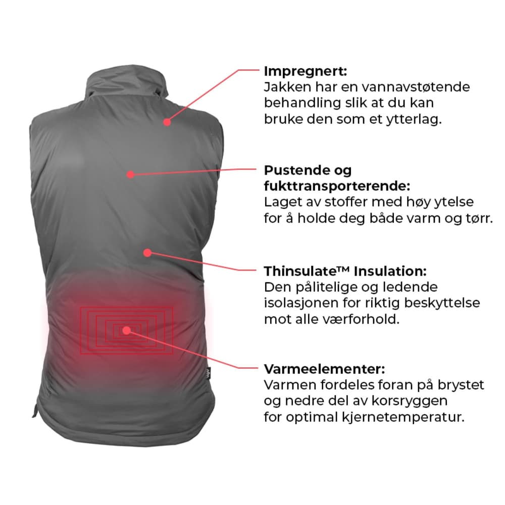 Heated Outdoor Vest Svart, view: 4