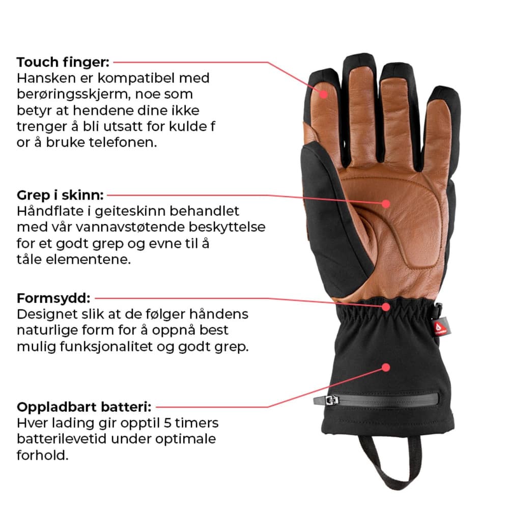 Heated Outdoor Gloves Svart, view: 4