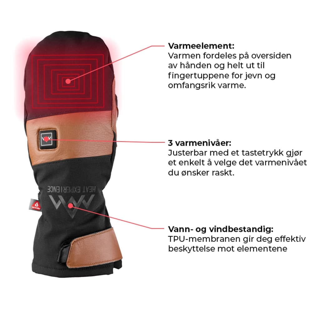 Heated Outdoor Mittens Svart, view: 4