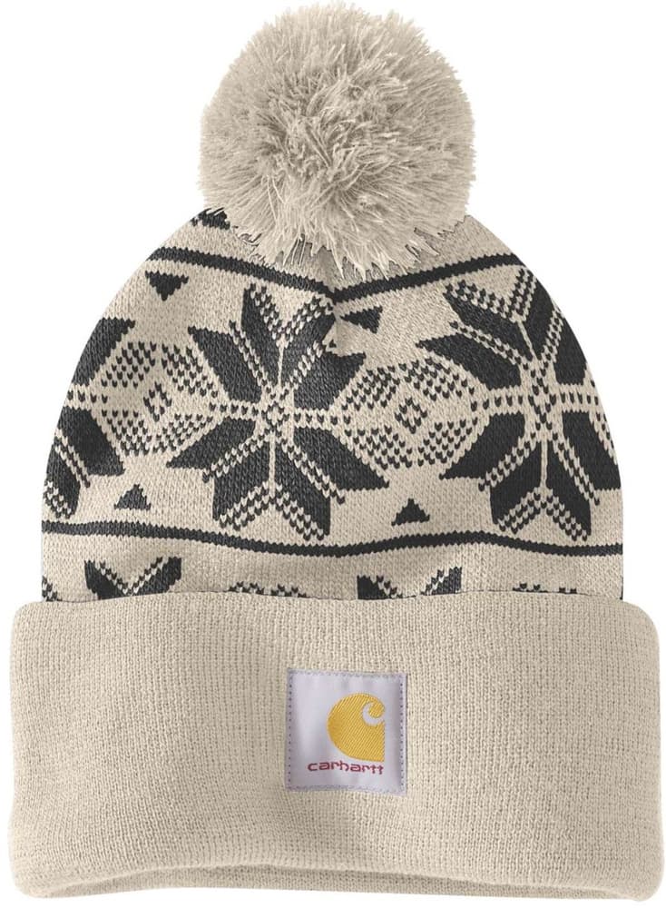 Carhartt W's Knit Pom Jacquard Beanie Oat Milk, view: 0