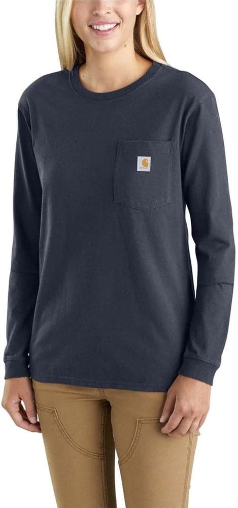 Carhartt W's Workwear Pocket L/S T-Shirt Navy, view: 0