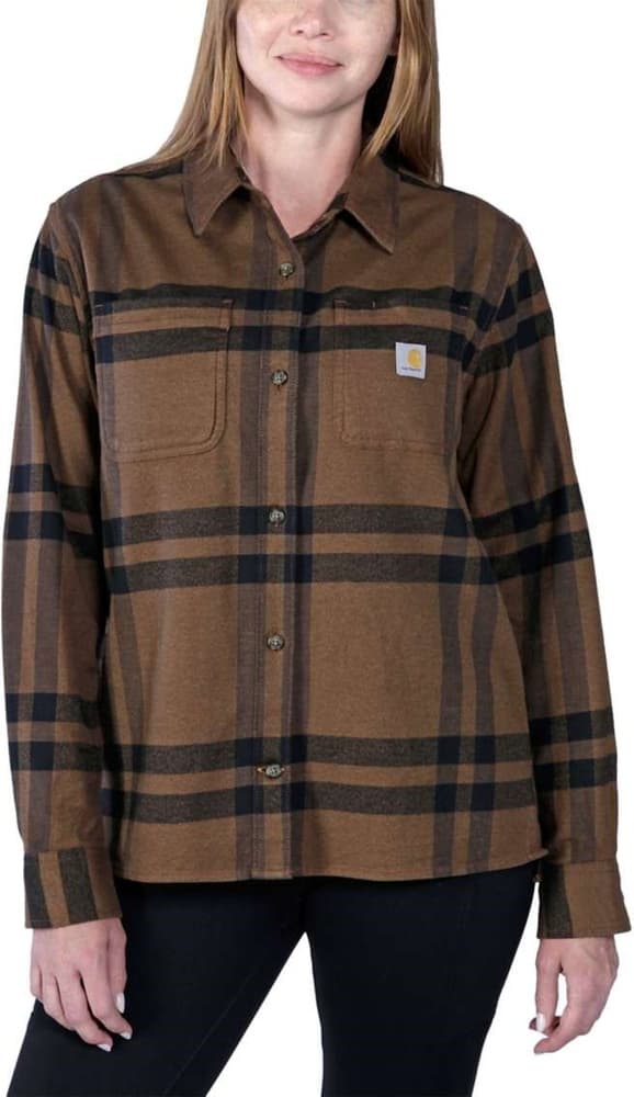 Carhartt W's Midweight Flannel L/S Plaid Shirt Carhartt Brown Heather, view: 0