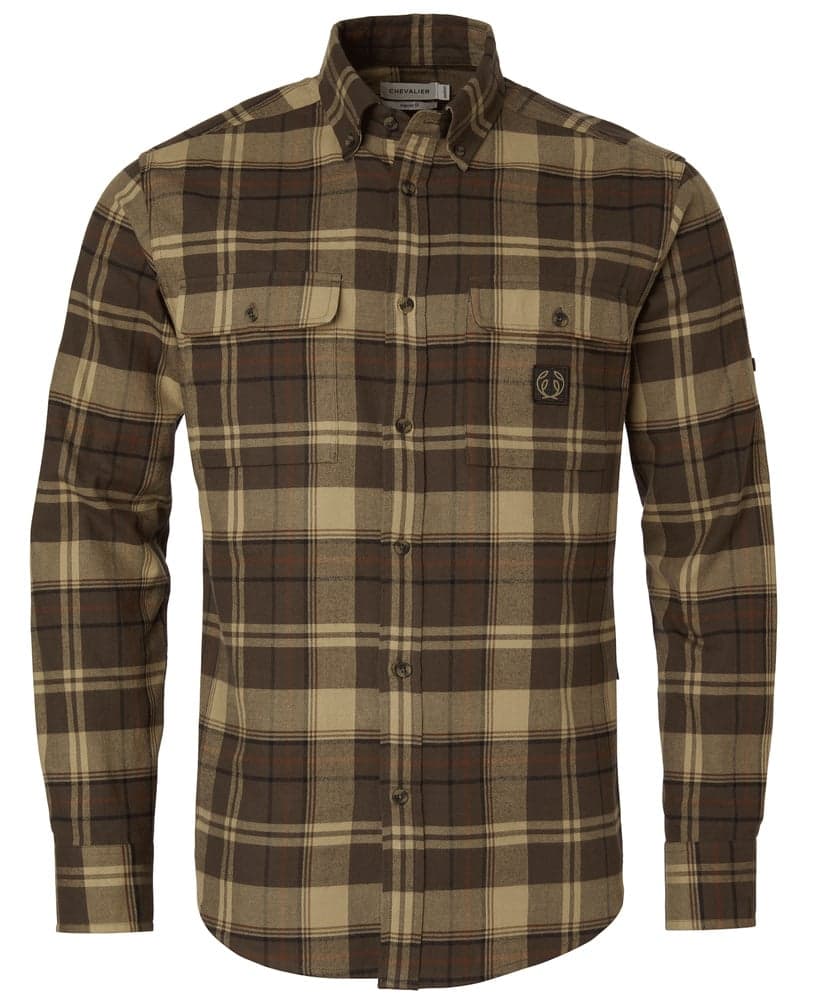 Heron Flannel Shirt Men Soil Brown Checked, view: 0