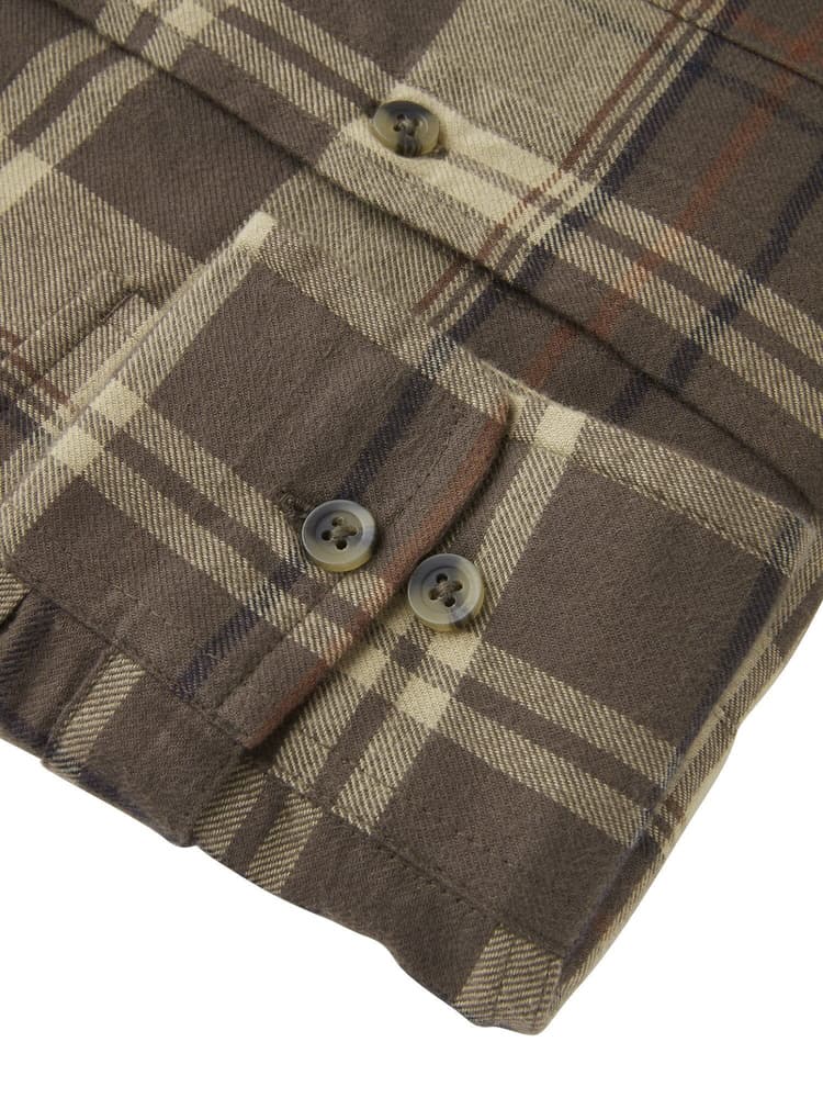 Heron Flannel Shirt Men Soil Brown Checked, view: 4