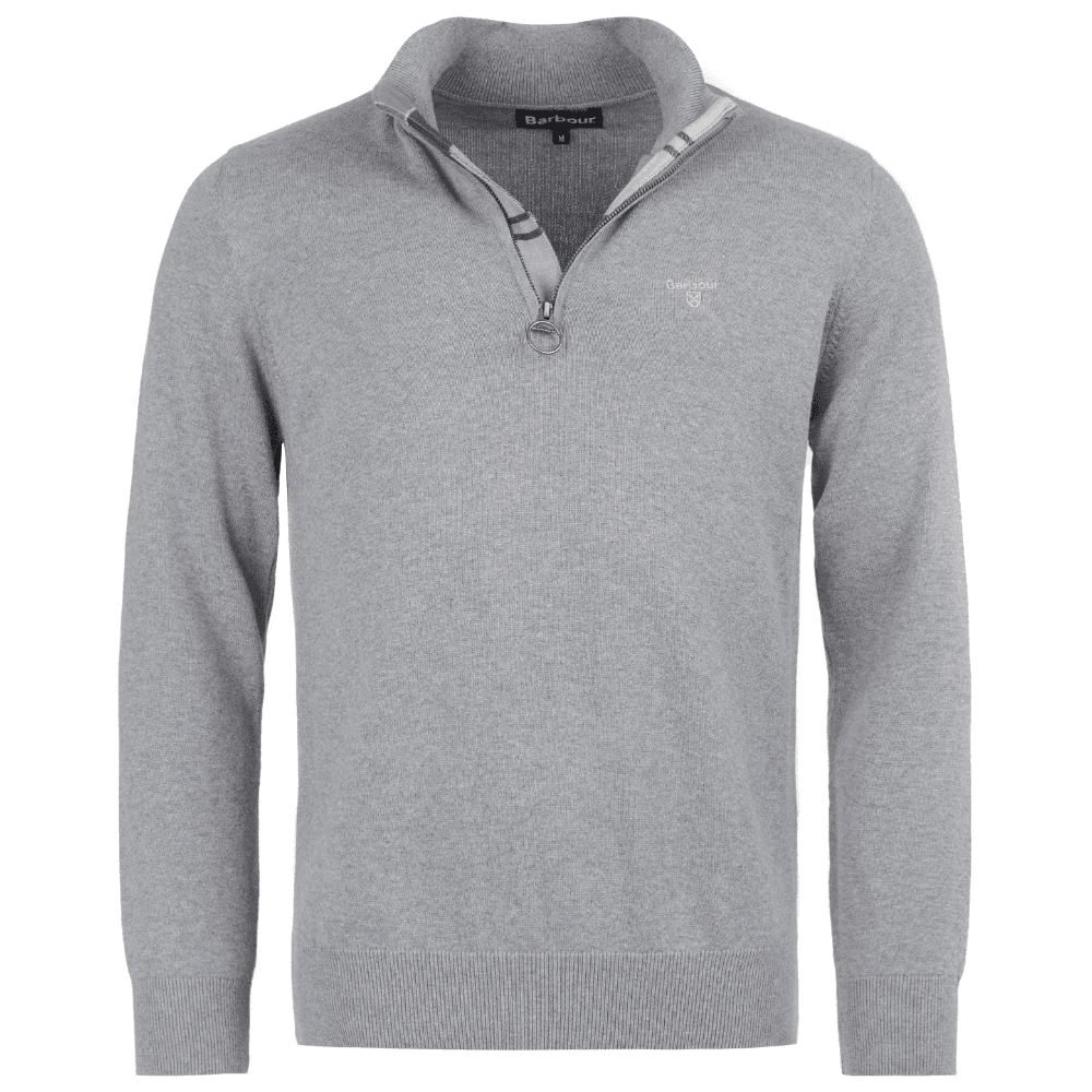 Cotton Half Zip Knit Grey Marl, view: 0