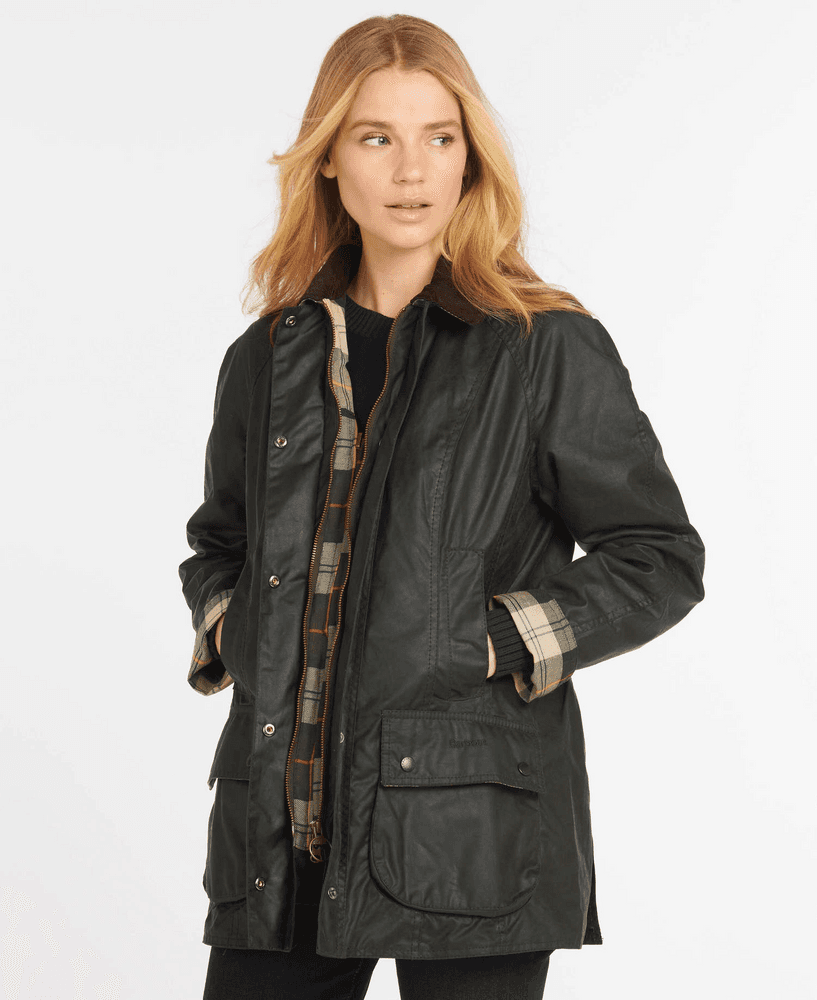 W's Beadnell Wax Jacket Sage, view: 5