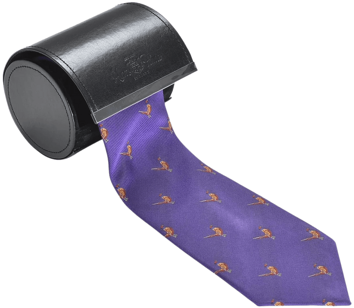 Ripon Silk Tie Standing Pheasant - Purple, view: 0