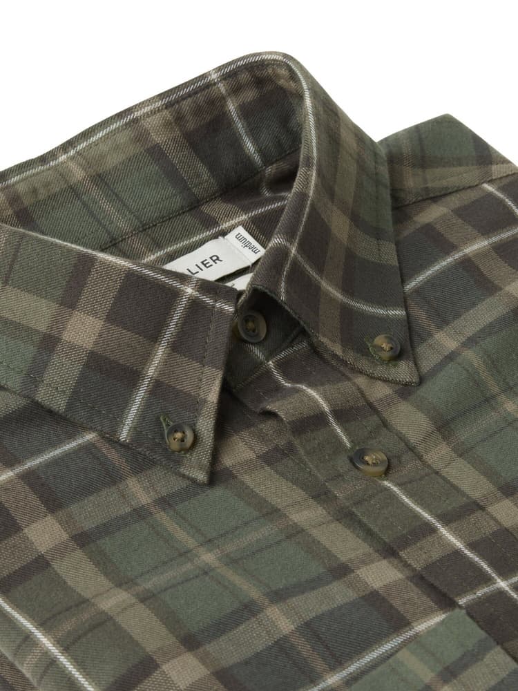 Teal Light Flannel Shirt Men Hemlock Green Checked, view: 2