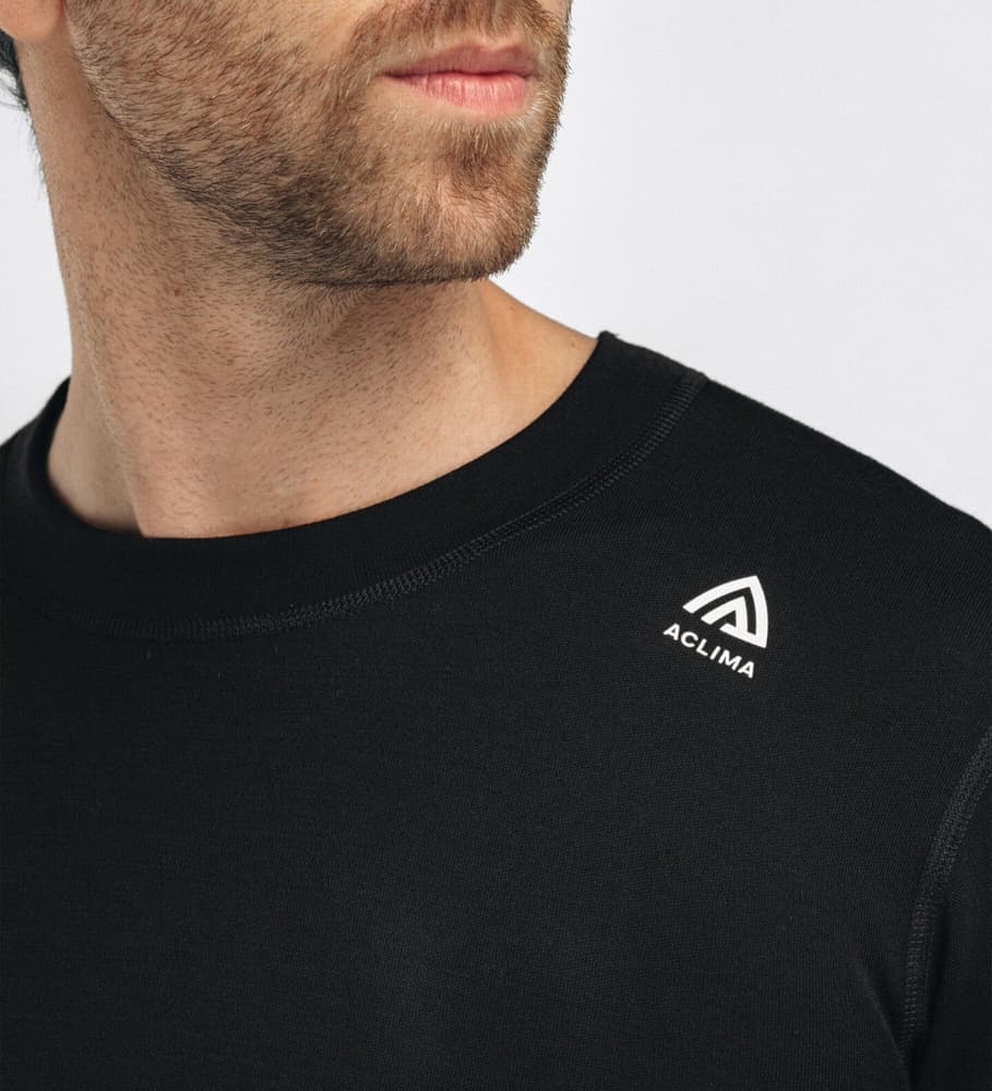 Aclima M's WarmWool Crewneck Shirt Jet Black, view: 2