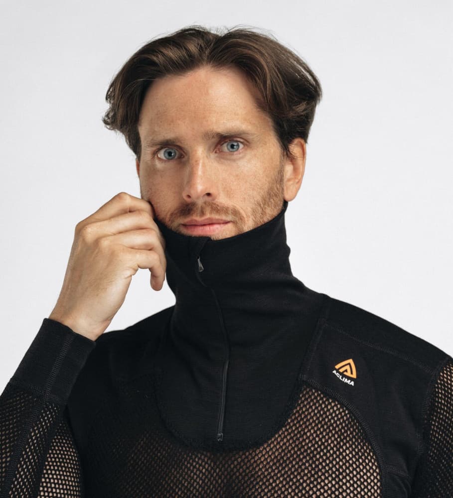 Aclima WoolNet Polo Shirt with Zip Man Jet Black, view: 5