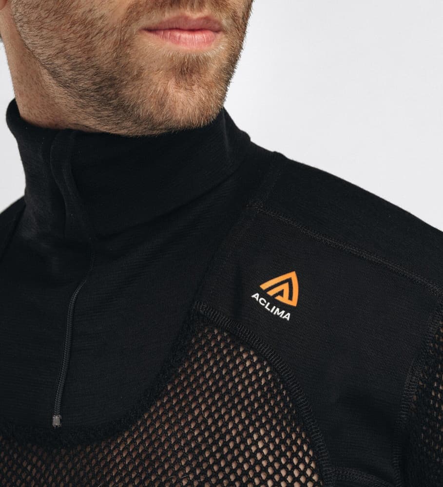 Aclima WoolNet Polo Shirt with Zip Man Jet Black, view: 4