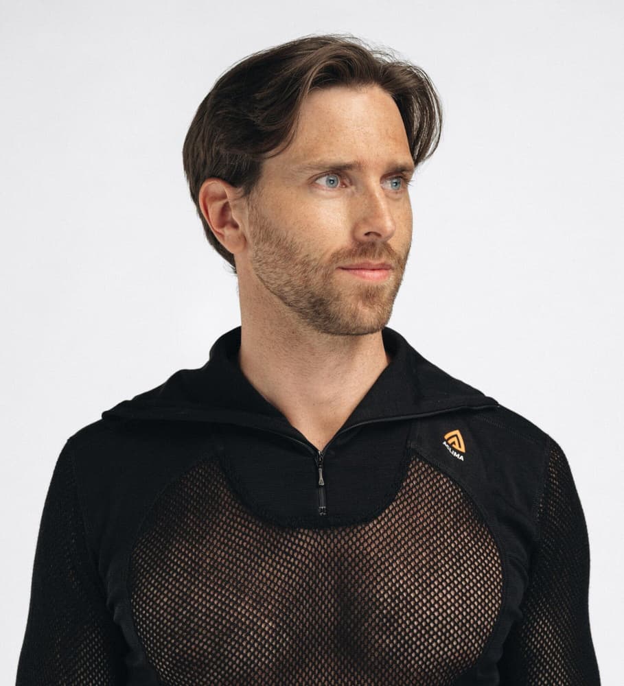 Aclima WoolNet Polo Shirt with Zip Man Jet Black, view: 6