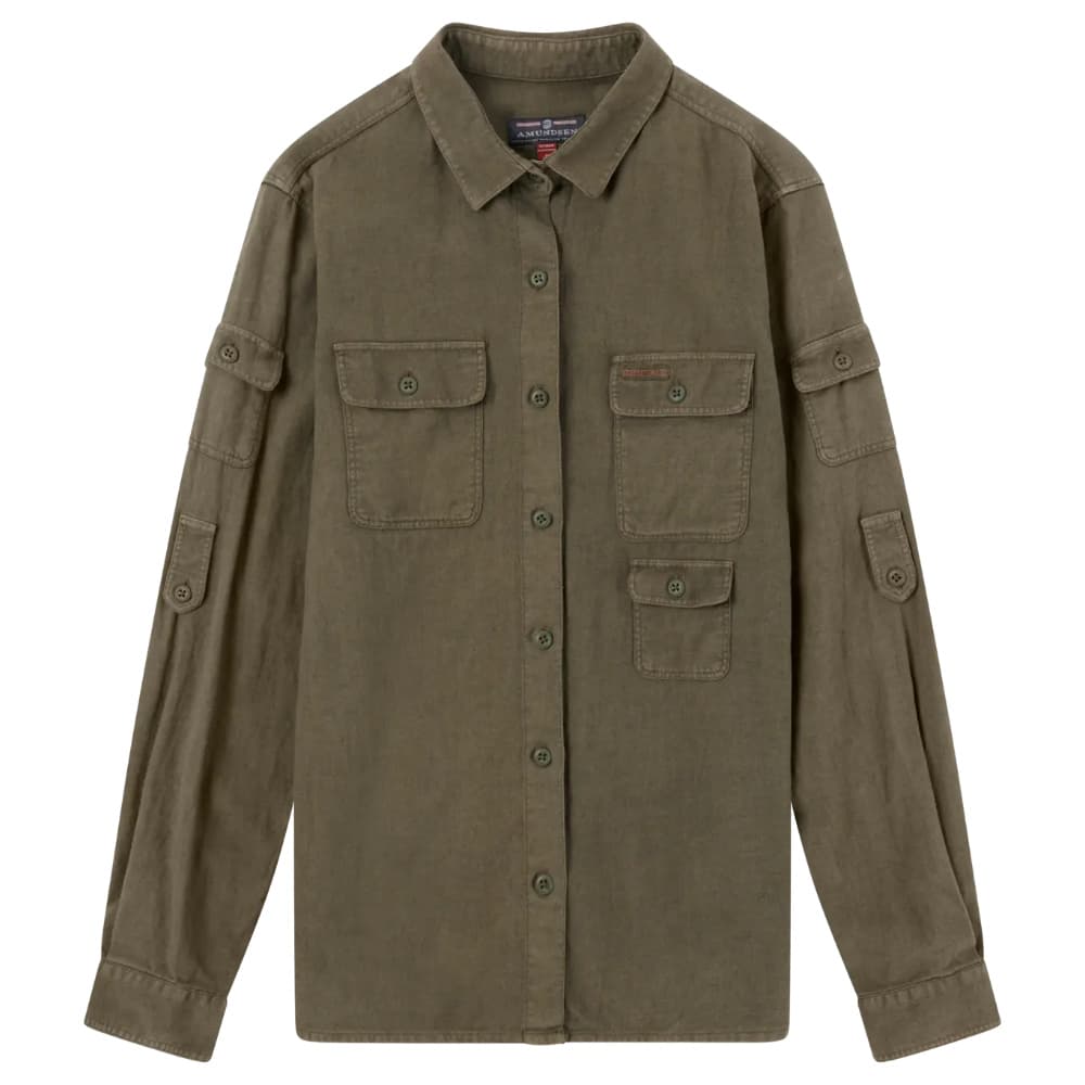 Traveller's Linen Shirt Womens Olive, view: 0