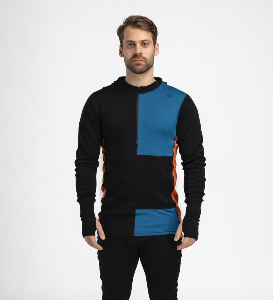WarmWool hoodsweater w/zip M's Jet Black/Corsair/Gold Flame, view: 5