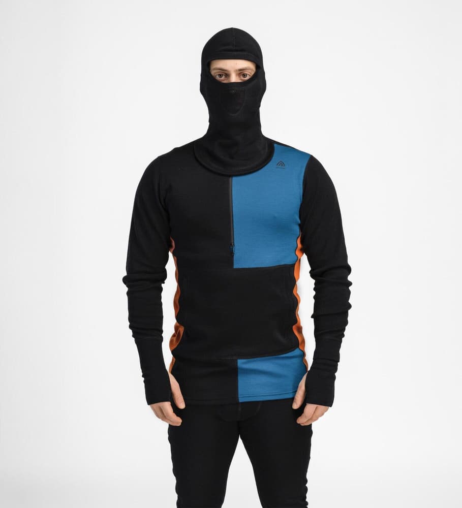 WarmWool hoodsweater w/zip M's Jet Black/Corsair/Gold Flame, view: 6