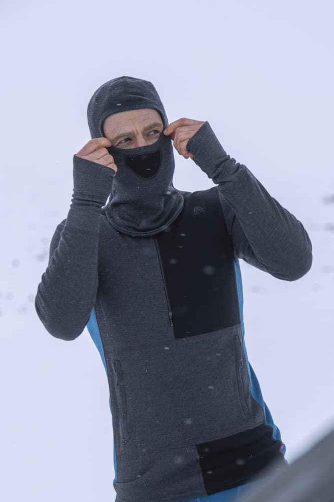 WarmWool hoodsweater w/zip M's Marengo / Jet Black / Corsair, view: 1