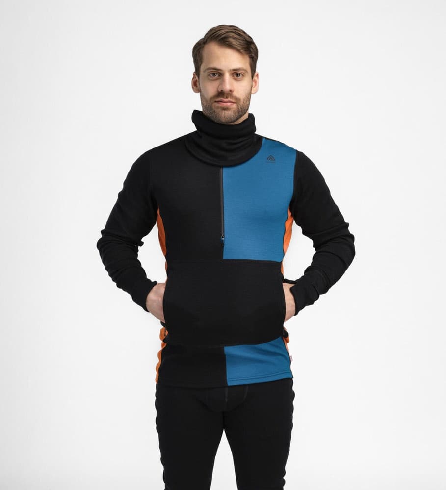 WarmWool hoodsweater w/zip M's Jet Black/Corsair/Gold Flame, view: 7