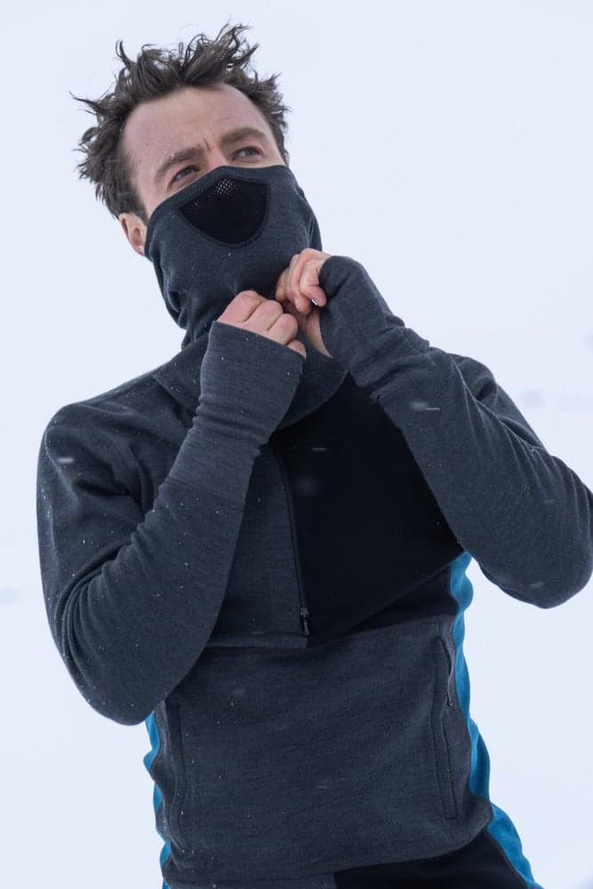 WarmWool hoodsweater w/zip M's Marengo / Jet Black / Corsair, view: 3