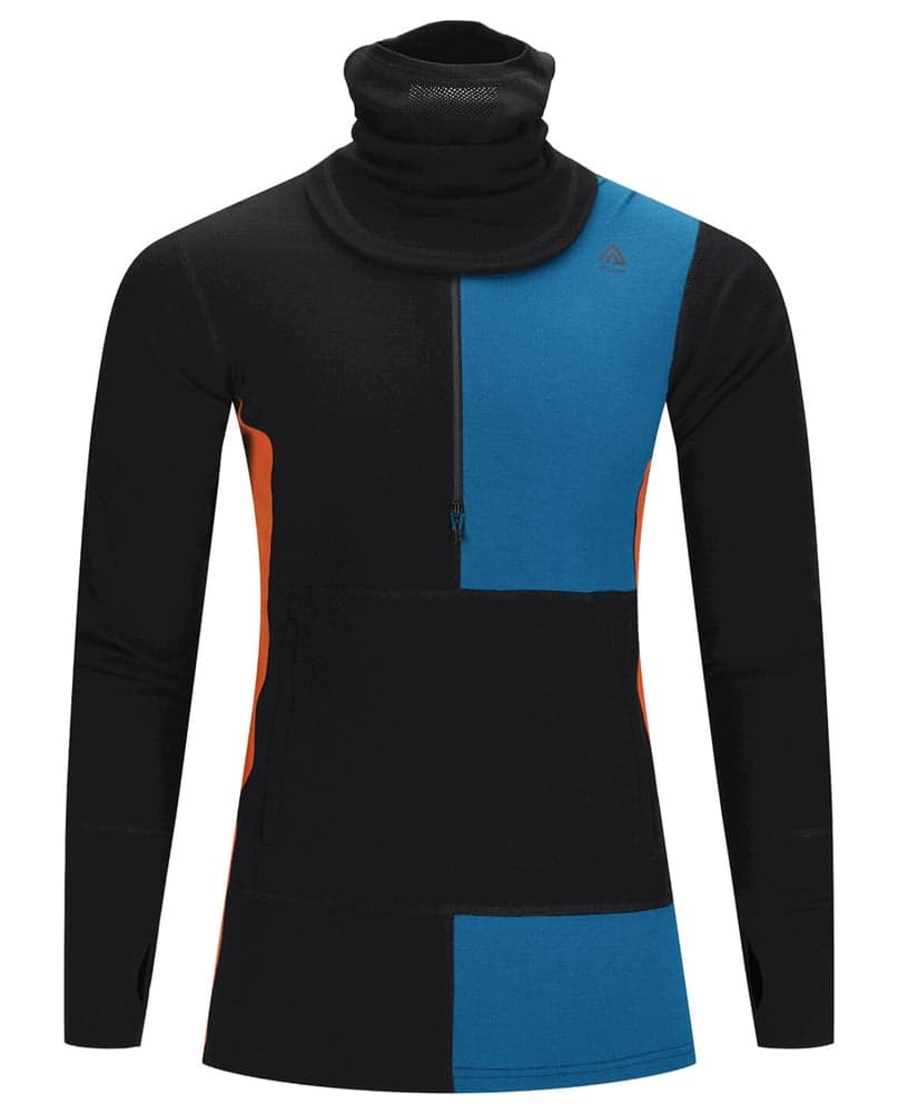 WarmWool hoodsweater w/zip M's Jet Black/Corsair/Gold Flame, view: 0