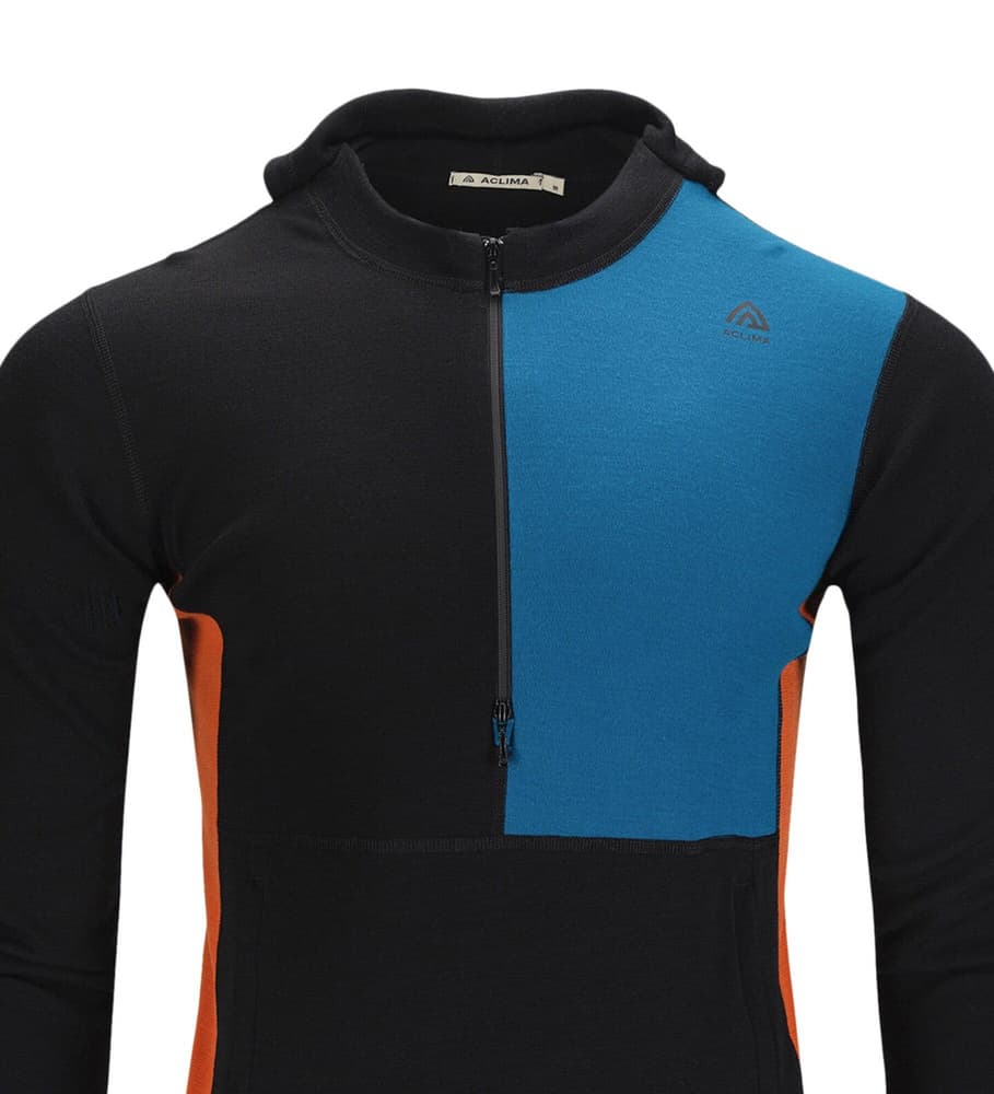 WarmWool hoodsweater w/zip M's Jet Black/Corsair/Gold Flame, view: 3