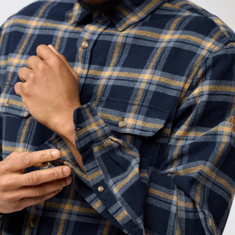 Övik Heavy Flannel Shirt M Dark Navy-Buckwheat Brown, view: 4