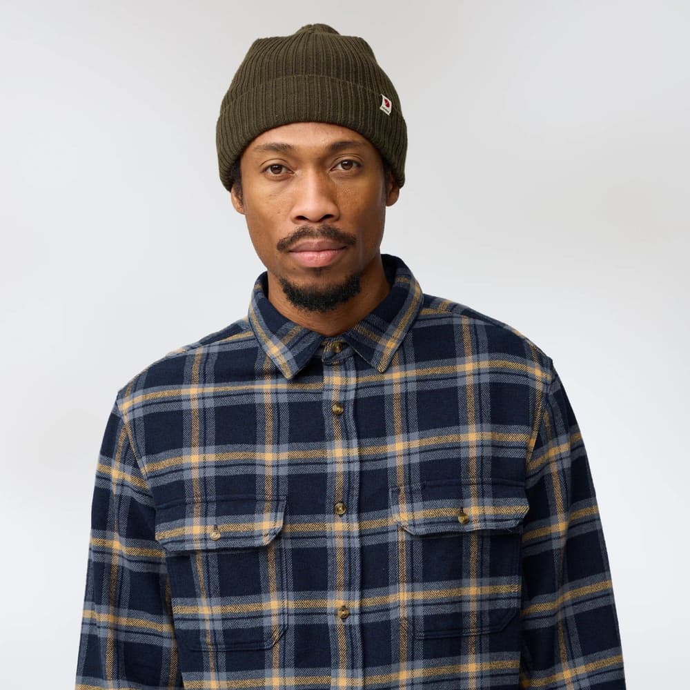 Övik Heavy Flannel Shirt M Dark Navy-Buckwheat Brown, view: 2