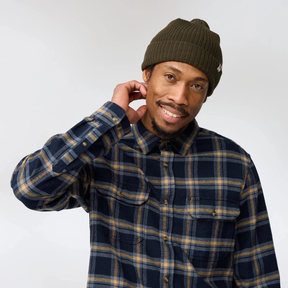 Övik Heavy Flannel Shirt M Dark Navy-Buckwheat Brown, view: 3
