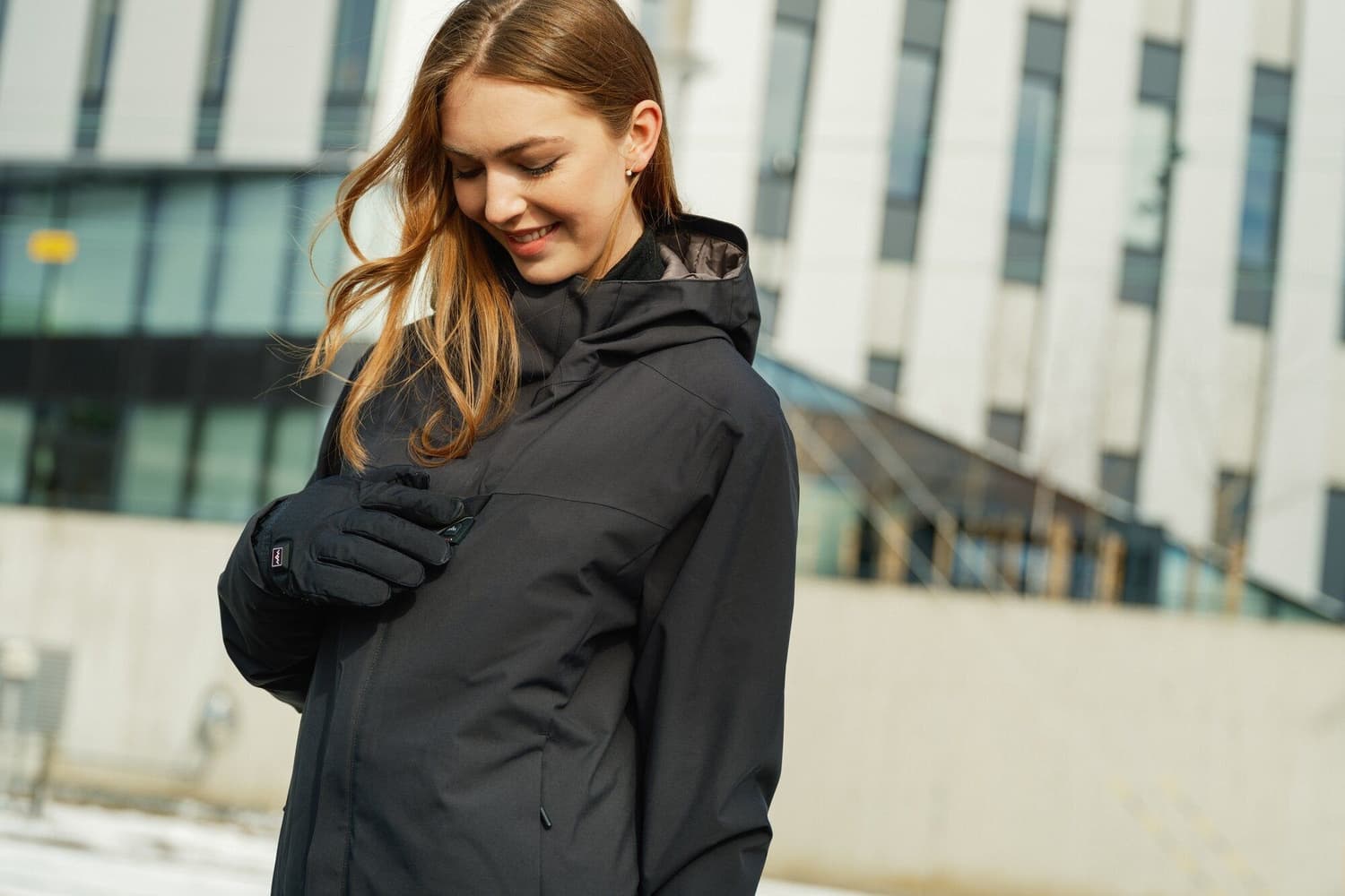 Heated Oslo Coat Womens Navy, view: 15