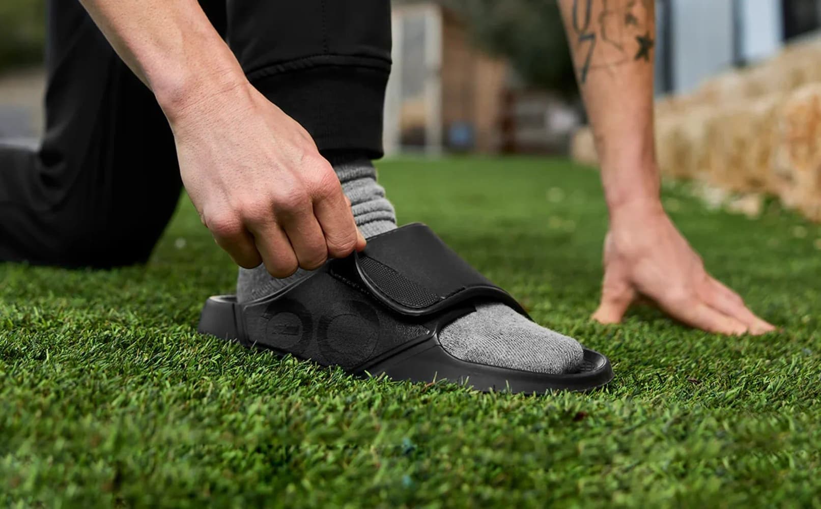 Restitutionssandal OOahh Sport Flex Matte Black, view: 9