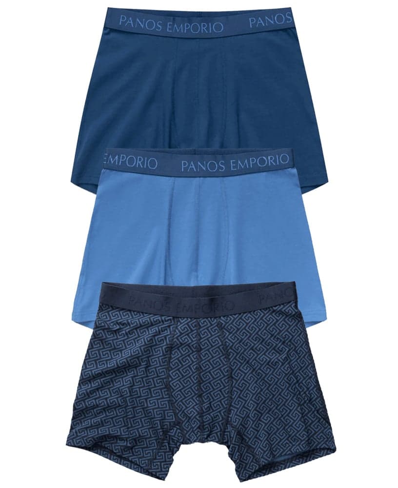 3pk Base Bamboo Boxer Poseidon/High Tide/Blue Meander, view: 0