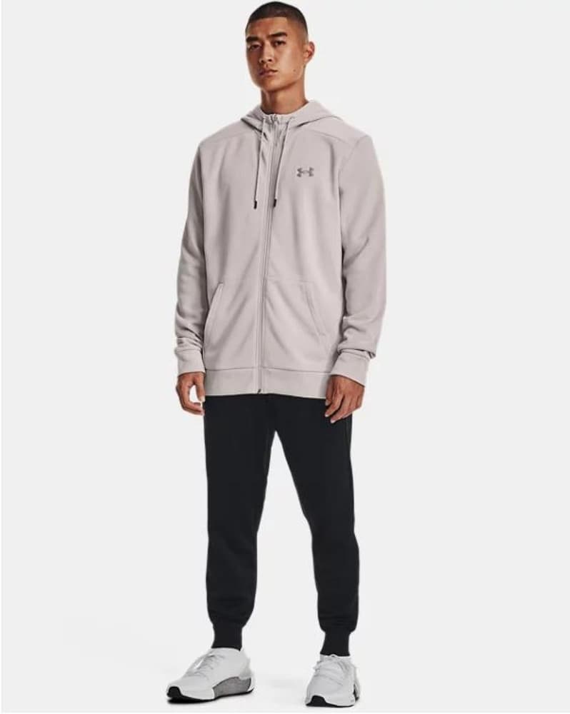 UA Armour Fleece FZ Hoodie Ghost Gray/Pewter, view: 2