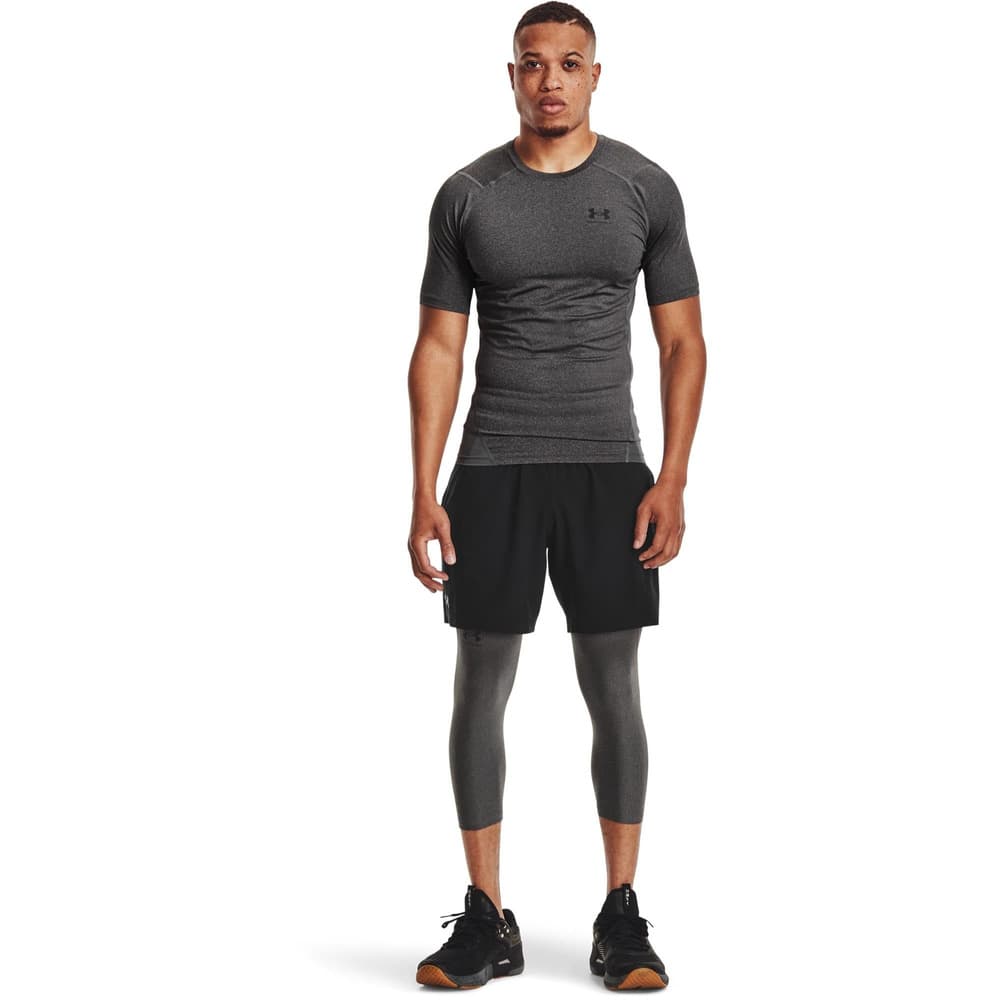 UA HG Armour Comp SS Carbon Heather/Black, view: 3