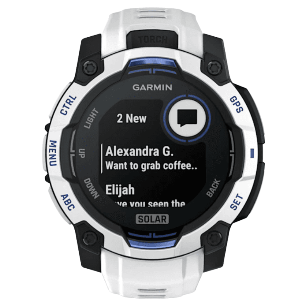 Instinct 3 - 45 mm, Solar Whitestone With Whitestone/Bolt Blue Silicone Band, view: 17
