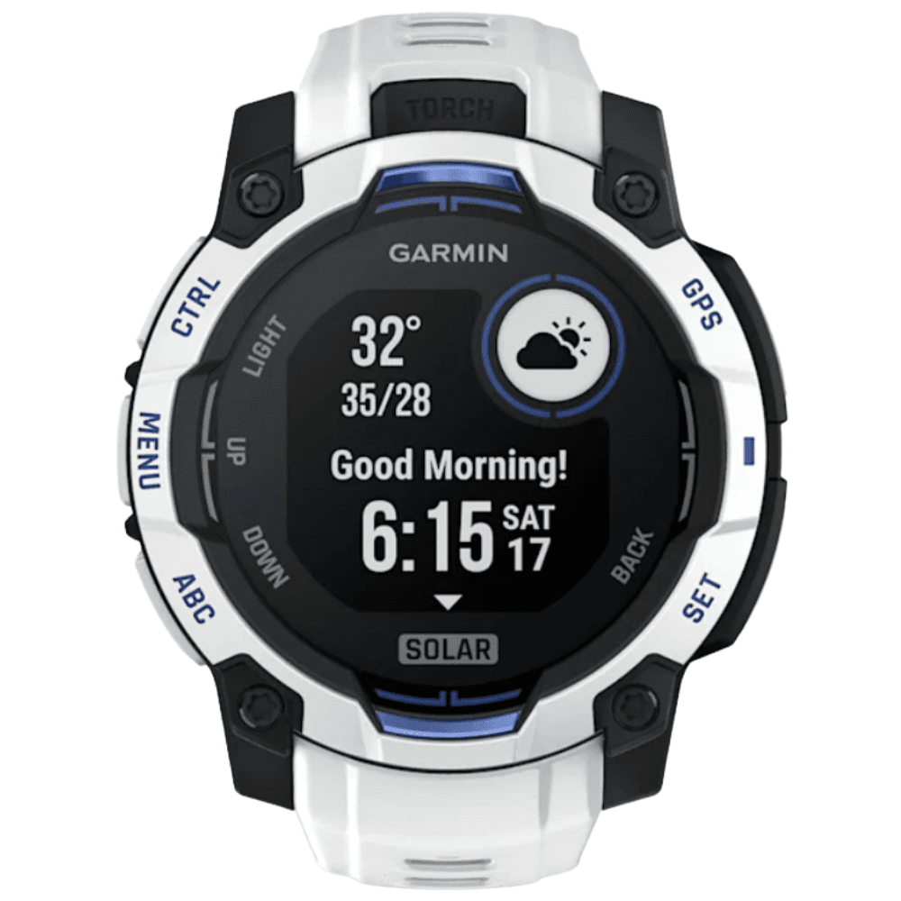 Instinct 3 - 45 mm, Solar Whitestone With Whitestone/Bolt Blue Silicone Band, view: 7