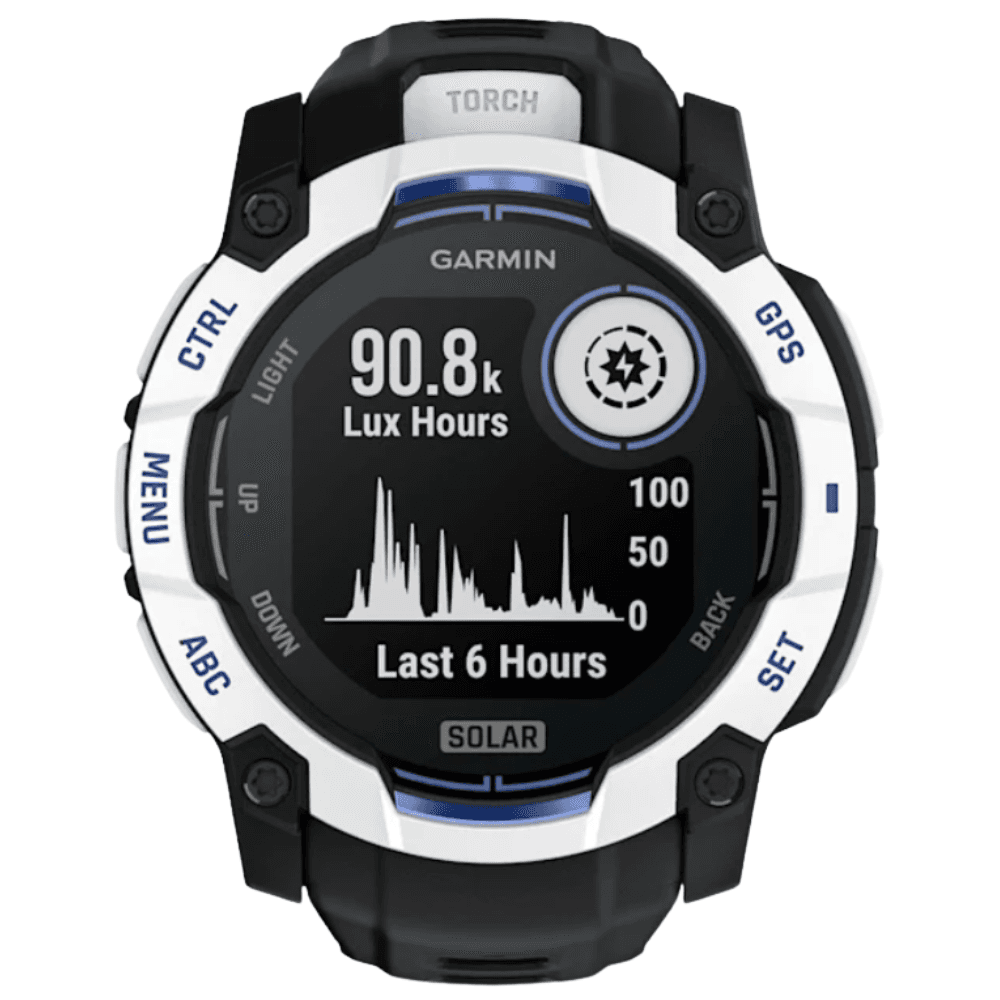 Instinct 3 - 50 mm, Solar Whitestone With Black/Bolt Blue Silicone Band, view: 0