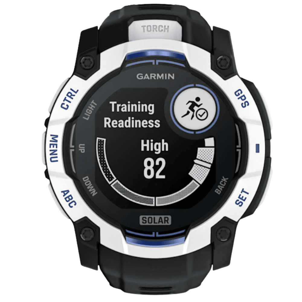 Instinct 3 - 50 mm, Solar Whitestone With Black/Bolt Blue Silicone Band, view: 1
