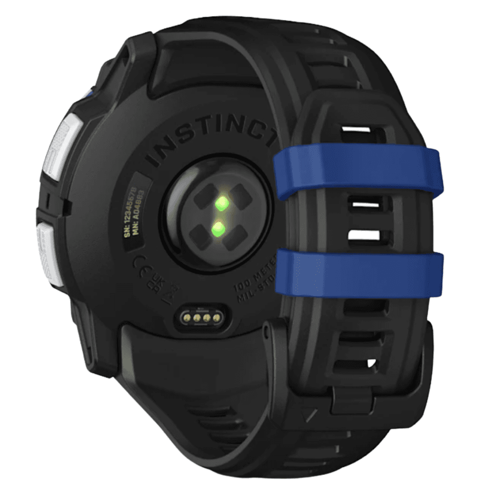 Instinct 3 - 50 mm, Solar Whitestone With Black/Bolt Blue Silicone Band, view: 2