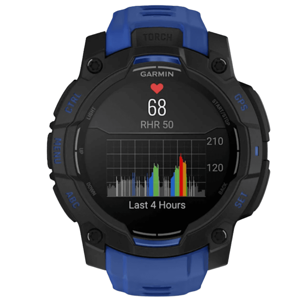 Instinct 3 - 45 mm, Amoled Black With Bolt Blue/Black Silicone Band, view: 3