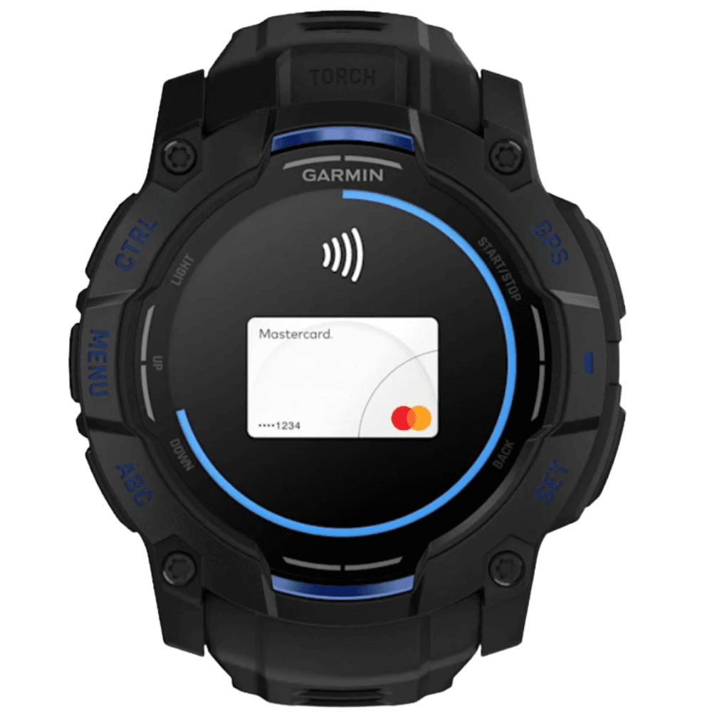 Instinct 3 - 50 mm, Amoled Black With Black/Bolt Blue Silicone Band, view: 2