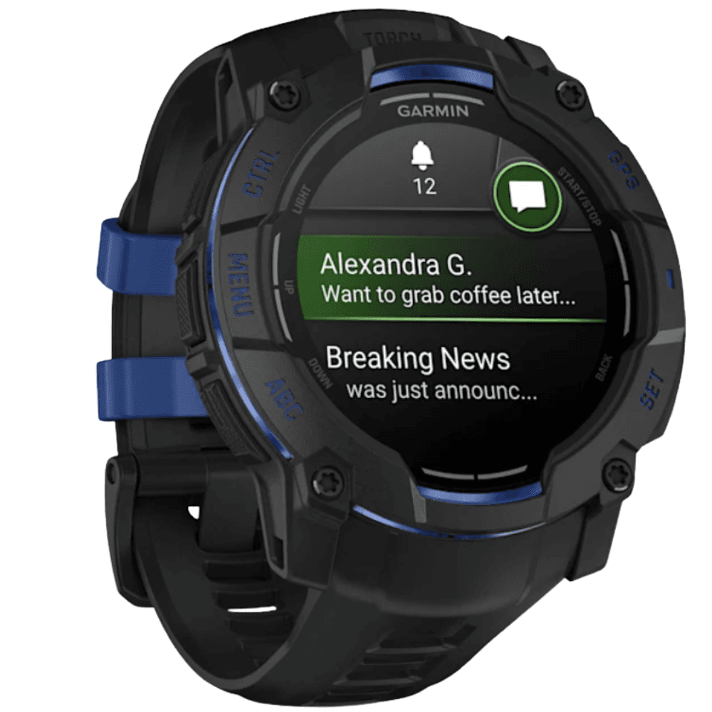 Instinct 3 - 50 mm, Amoled Black With Black/Bolt Blue Silicone Band, view: 0