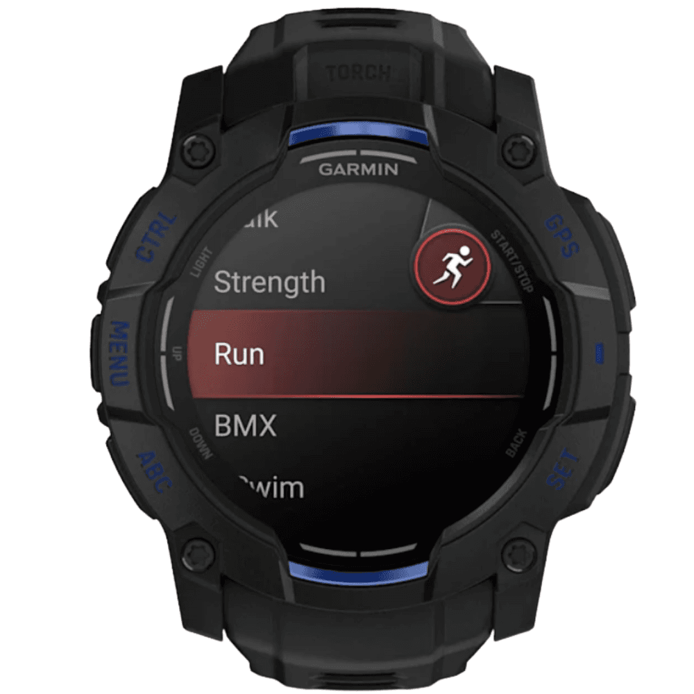 Instinct 3 - 50 mm, Amoled Black With Black/Bolt Blue Silicone Band, view: 1