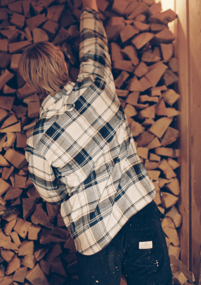 Framheim Flannel Shirt Pattern Mens Faded Navy, view: 3