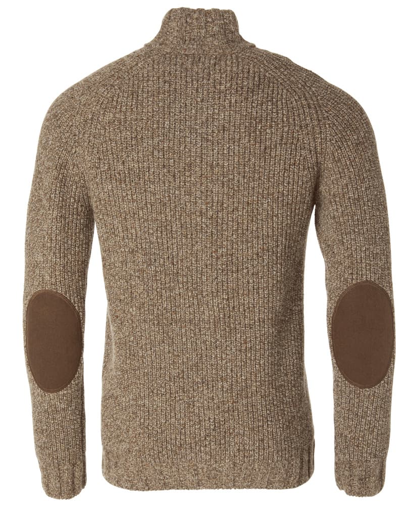 Groby Half Zip Wool Pullover Men Saddle Brown Neps, view: 1