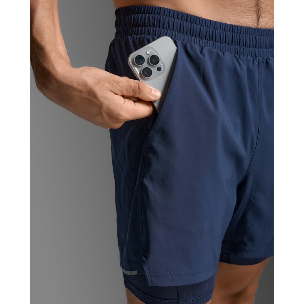 Aero Mesh 2-In-1 5 Inch Shorts Midnight/Silver Reflective, view: 5