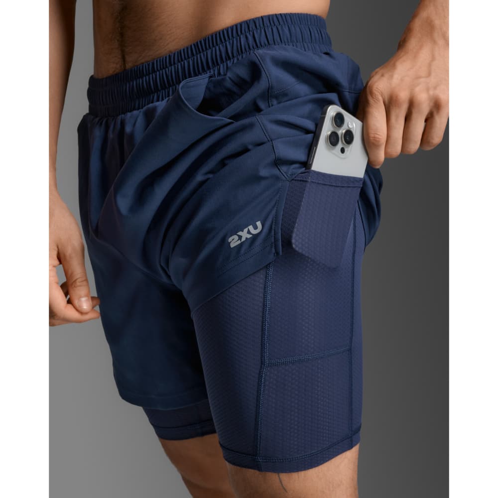 Aero Mesh 2-In-1 5 Inch Shorts Midnight/Silver Reflective, view: 3