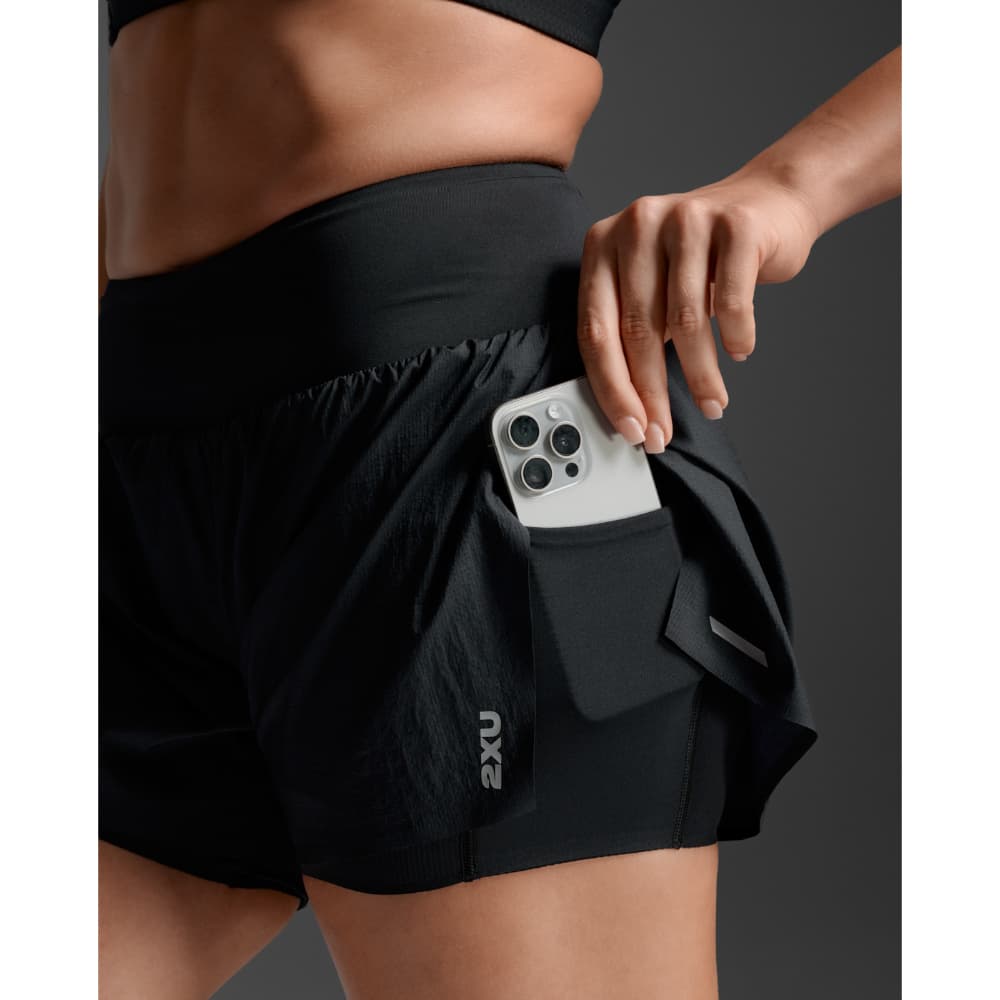 Aero Hi-Rise 2-In-1 3 Inch Shorts Black/Silver Reflective, view: 5