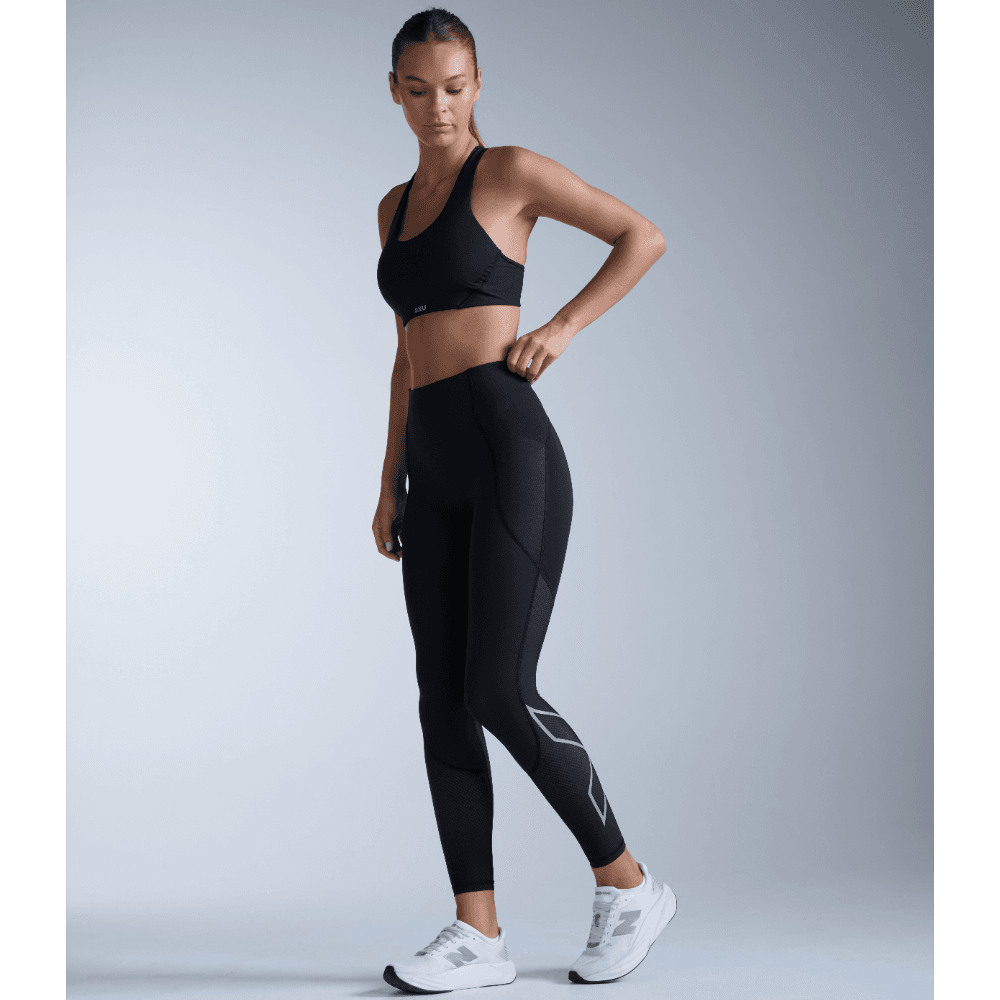 Aero Mesh Hi-Rise Compression Tights Black/Silver Reflective, view: 1