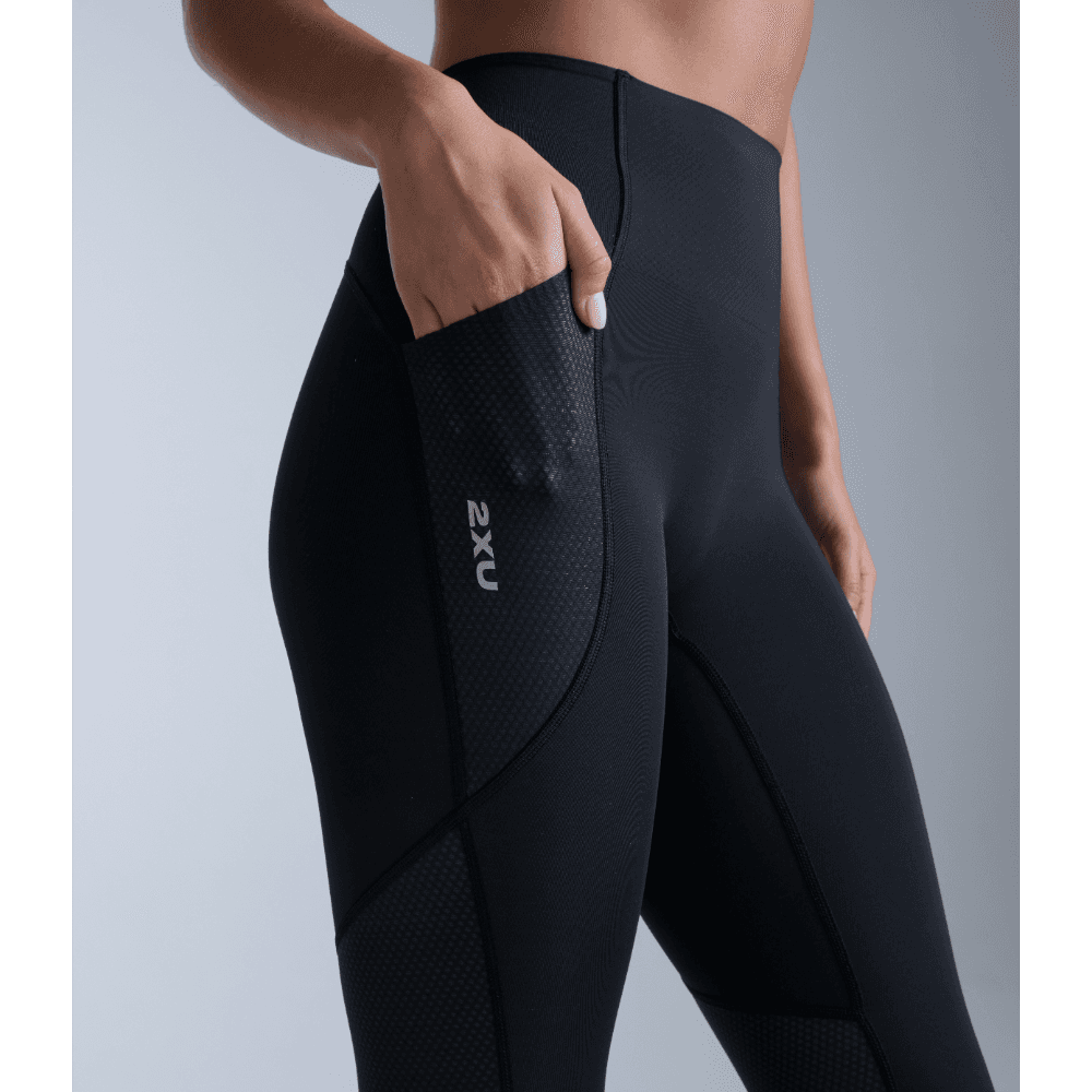 Aero Mesh Hi-Rise Compression Tights Black/Silver Reflective, view: 4