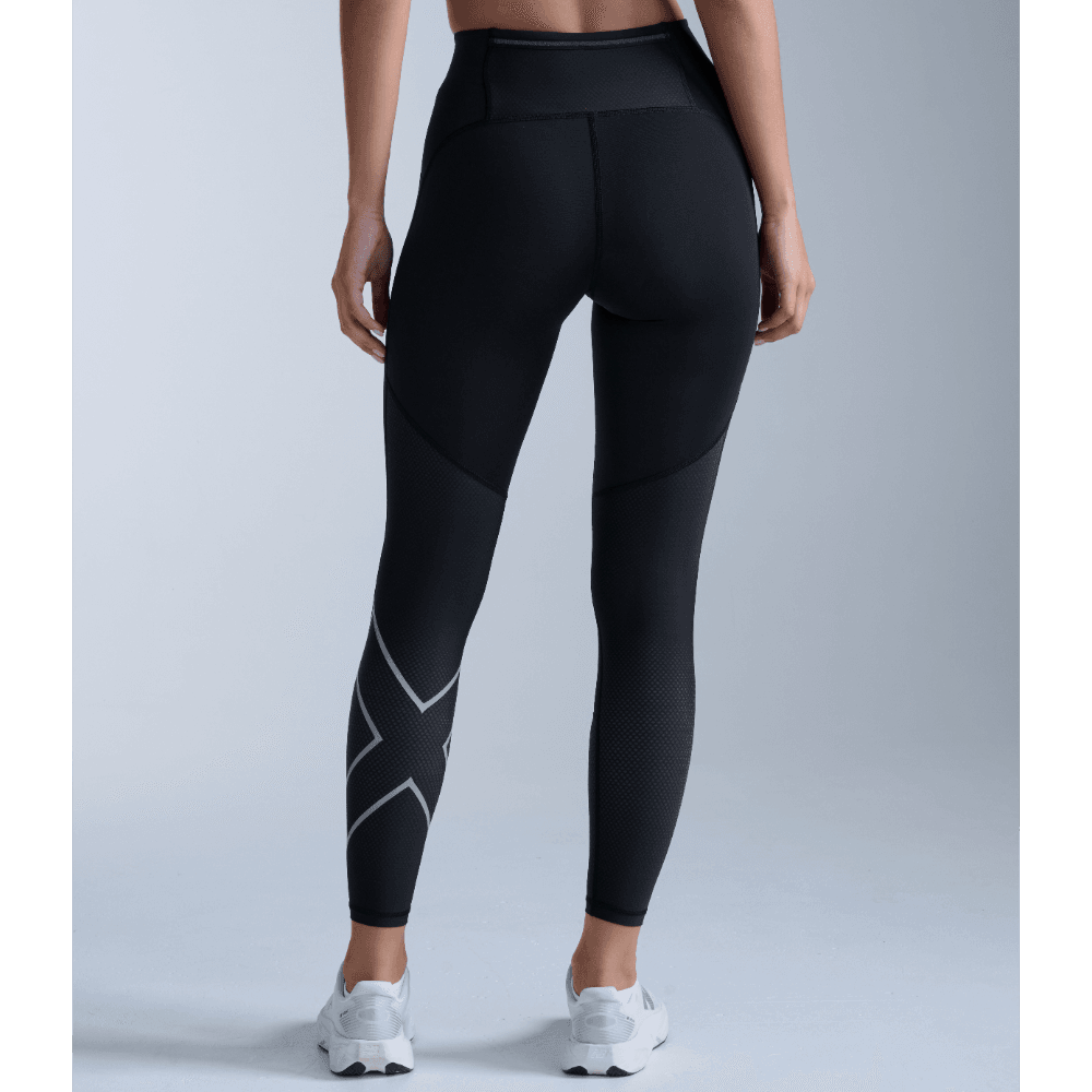 Aero Mesh Hi-Rise Compression Tights Black/Silver Reflective, view: 2